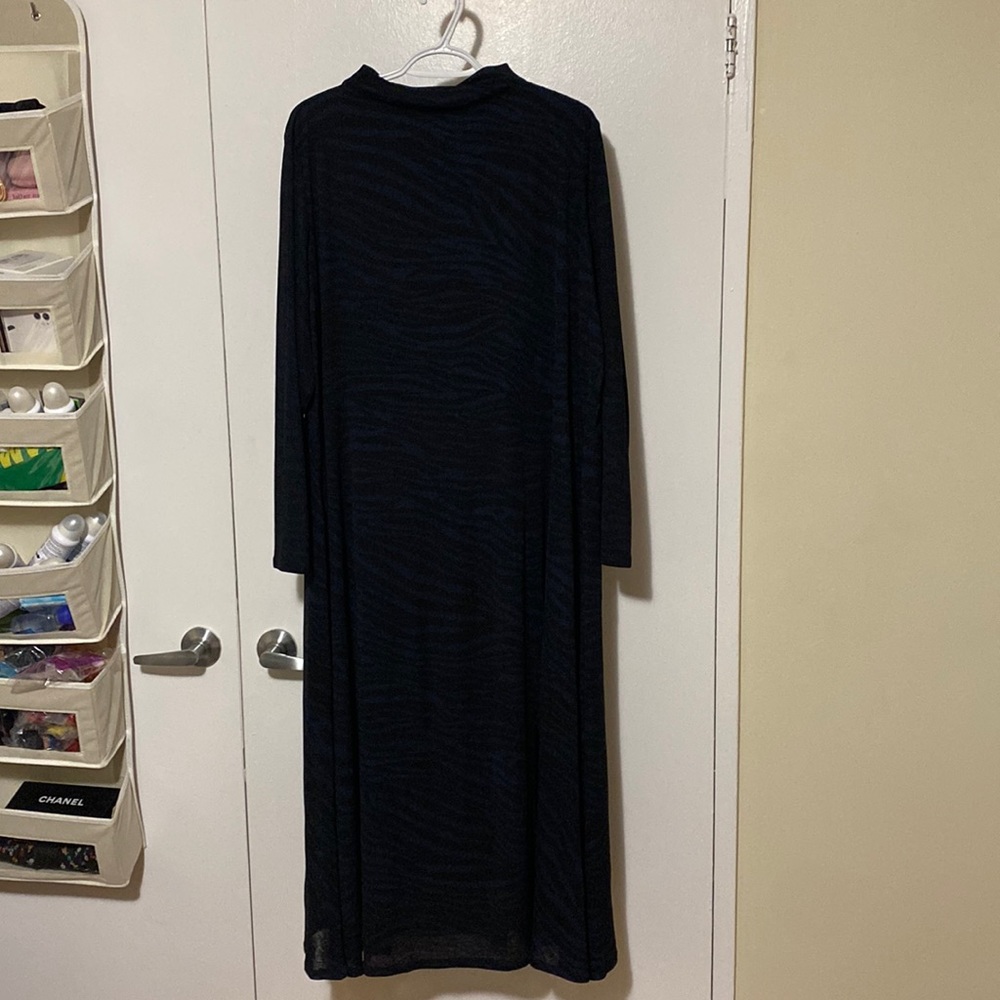Long sleeve blue and black zebra print maxi dress 3X